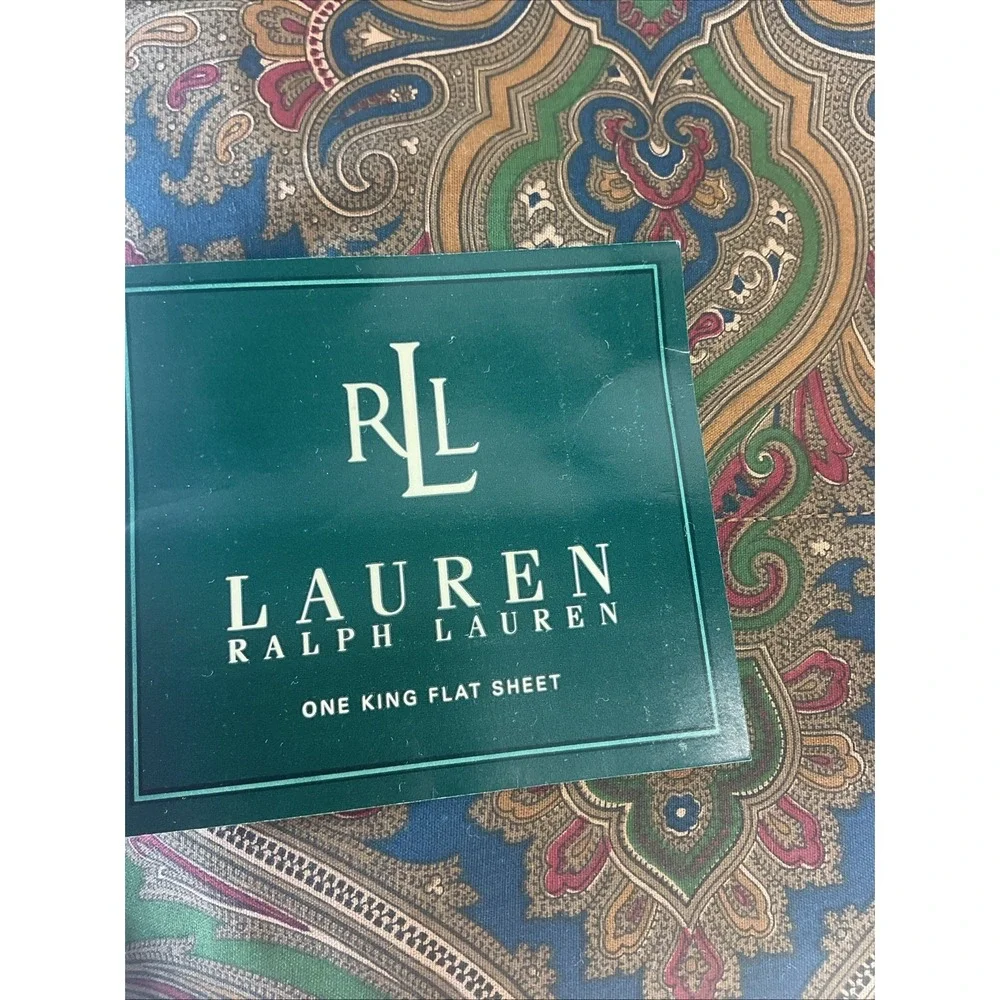NEW‎ RALPH LAUREN BRIANNA PAISLEY King Flat SHEET Deadstock Rare Cotton